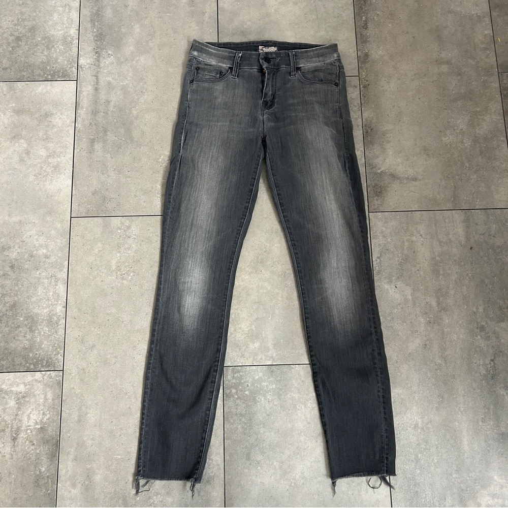 MOTHER The looker ankle fray in Deep Voodoo wash  black skinny jeans 24